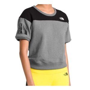 North Face Womens Sweatshirt M Gray Black Short Oversized Casual Grunge Sporty